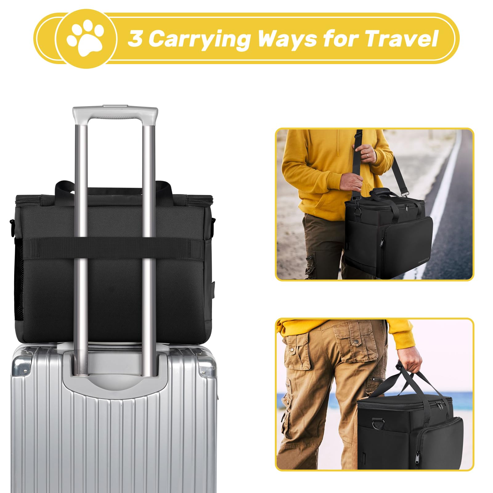 Abrimelodi dog travel bag adjustable divider flexible packing.