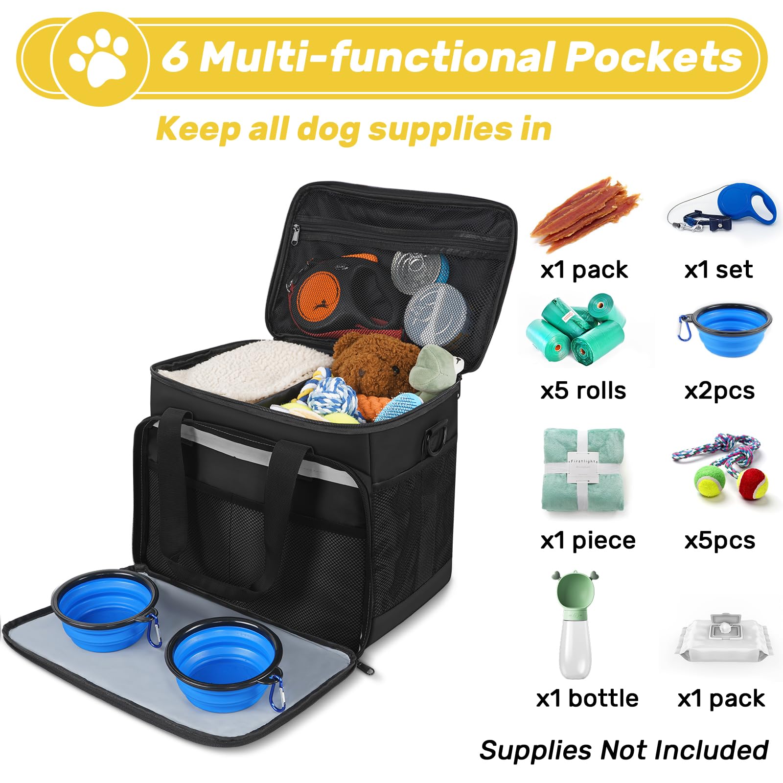 Abrimelodi dog travel bag collapsible bowls save space on adventures.