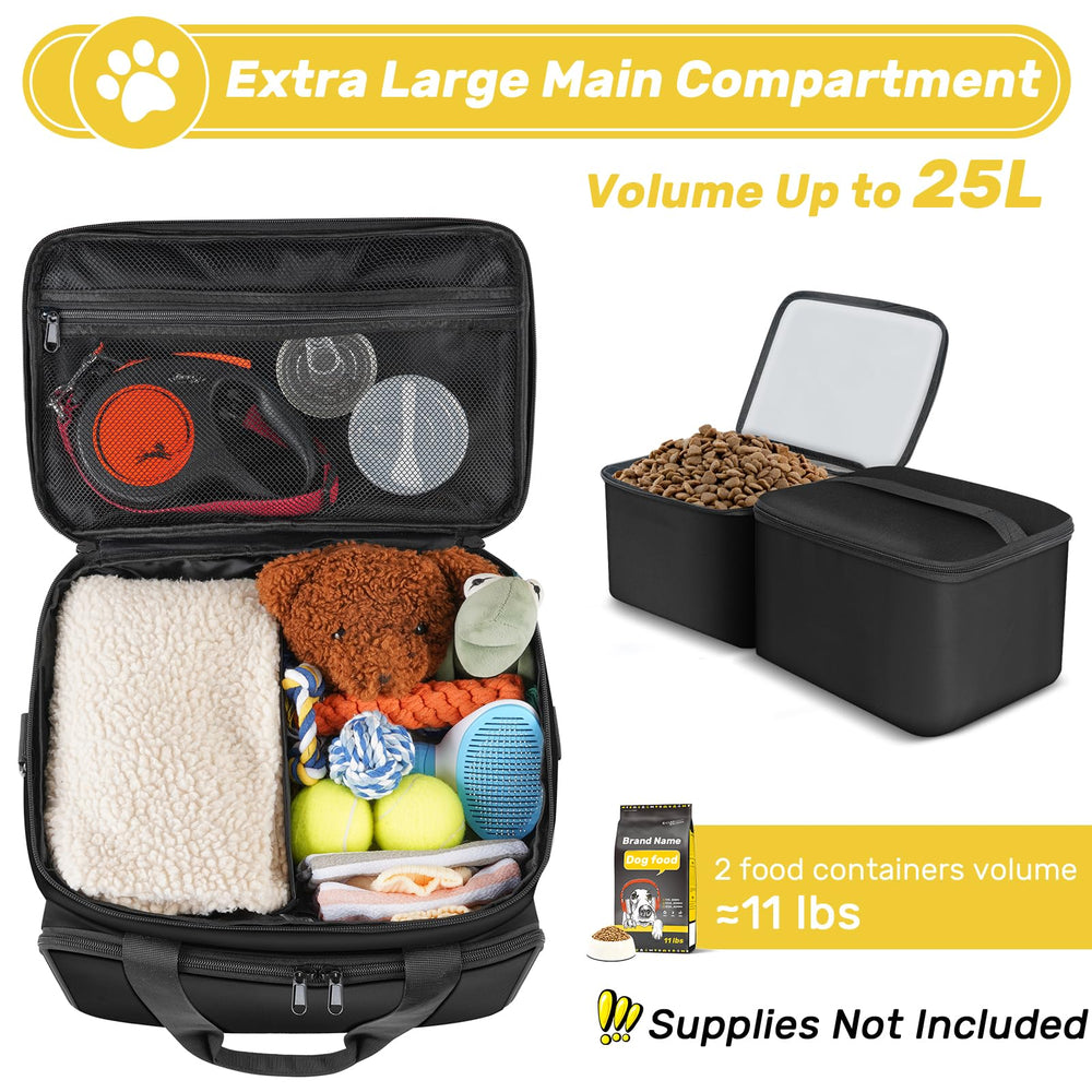 Abrimelodi dog travel bag food containers keep kibble fresh during trips.