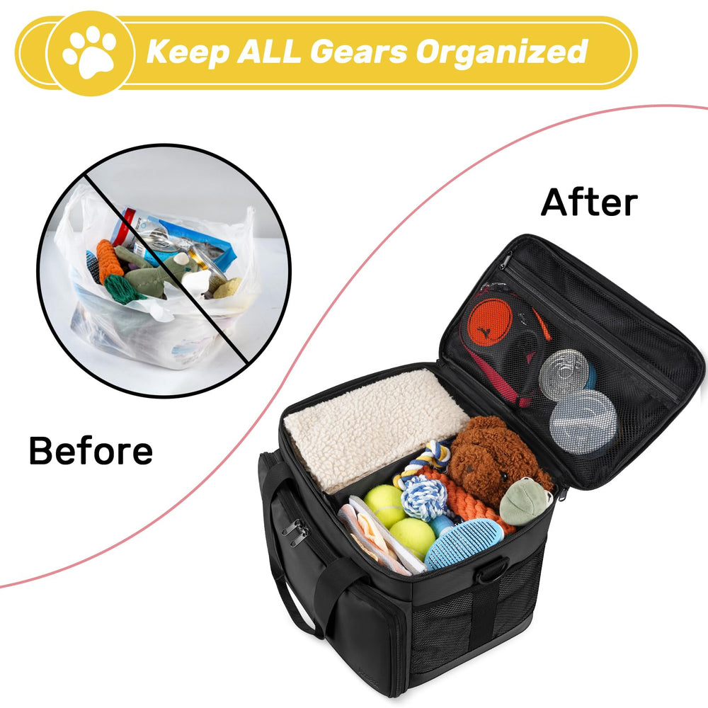 Abrimelodi dog travel bag side pockets organize extras.