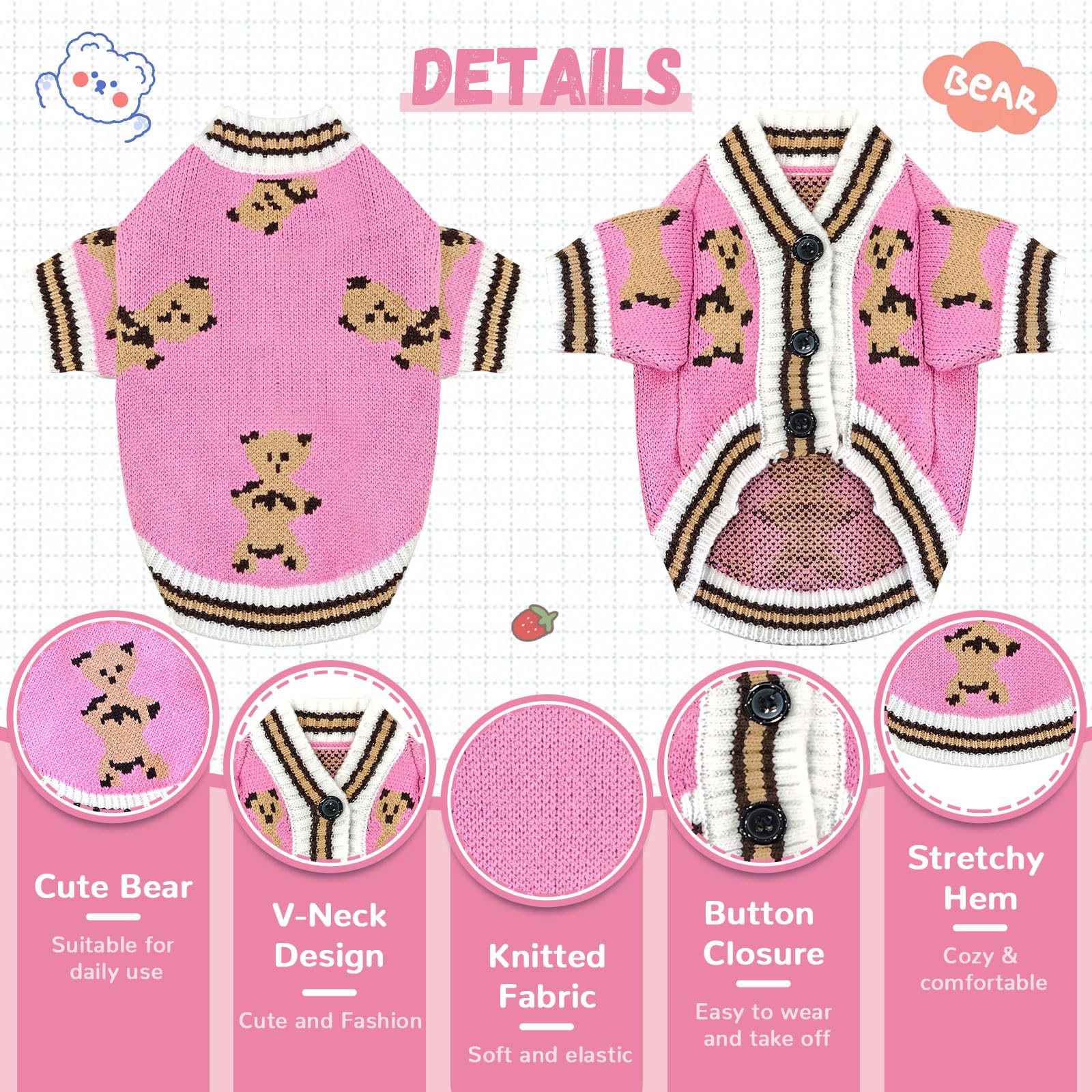 ABRRLO breathable lightweight knit dog sweater in pink for comfort.