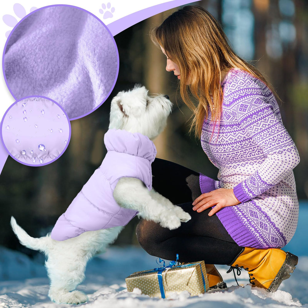 ABRRLO dog jacket fleece lining delivers cozy warmth on brisk walks.