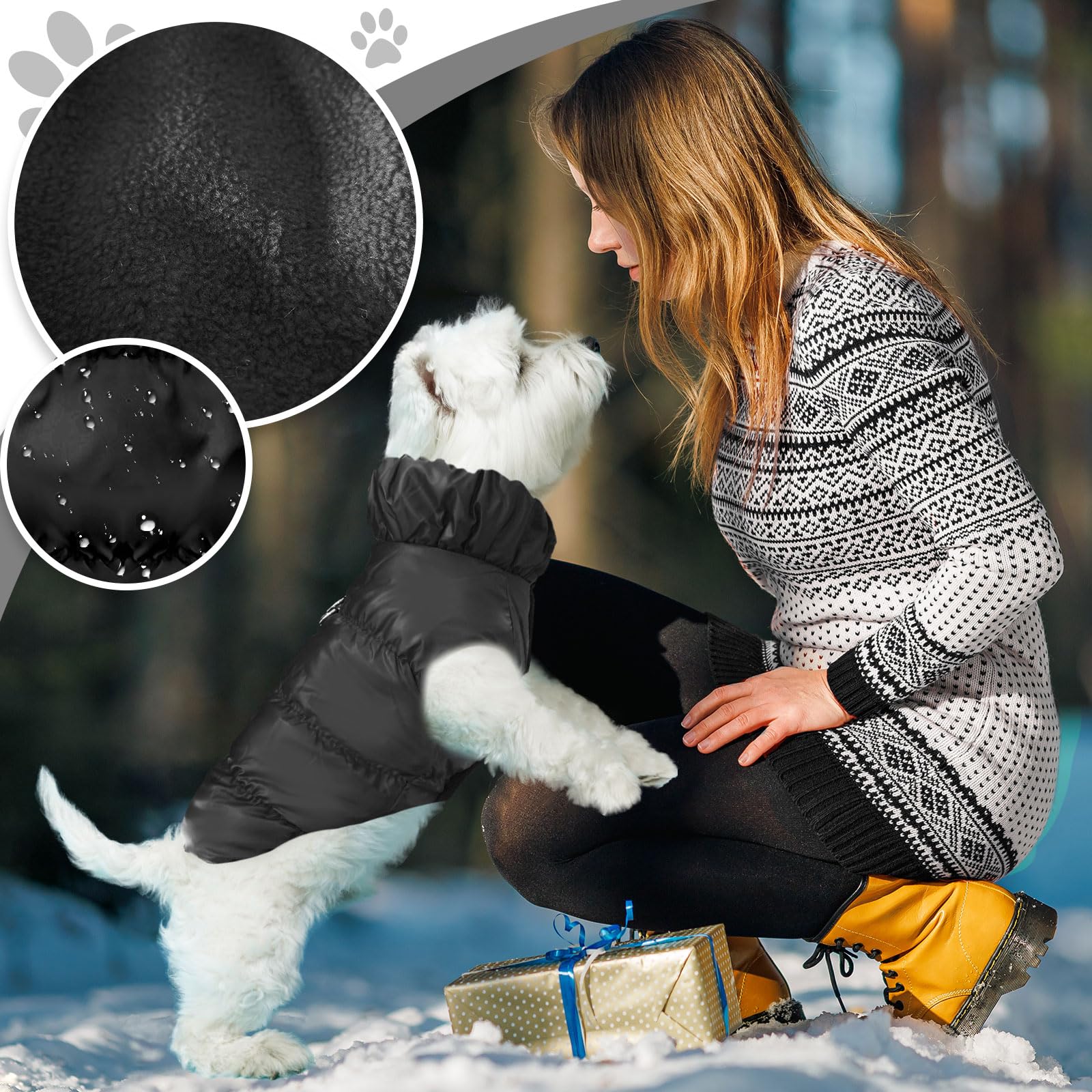 ABRRLO dog jacket harness ring feature enables secure leash attachment during outdoor adventures