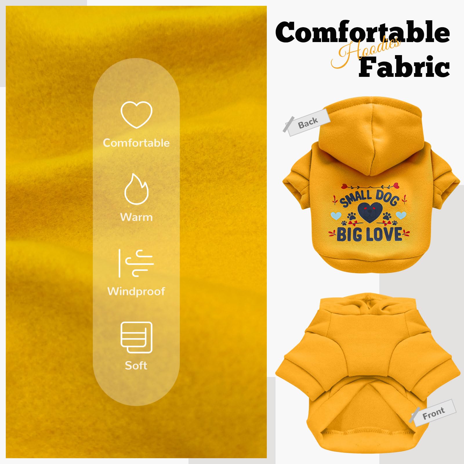 ABRRLO small dog hoodie in five colors and playful patterns
