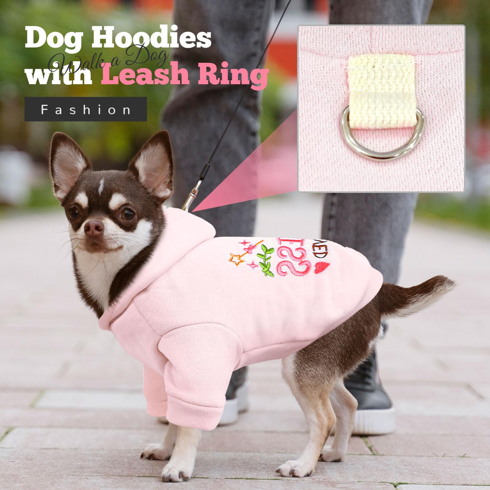 ABRRLO pink princess hoodie back view showing snug fit for tiny pets