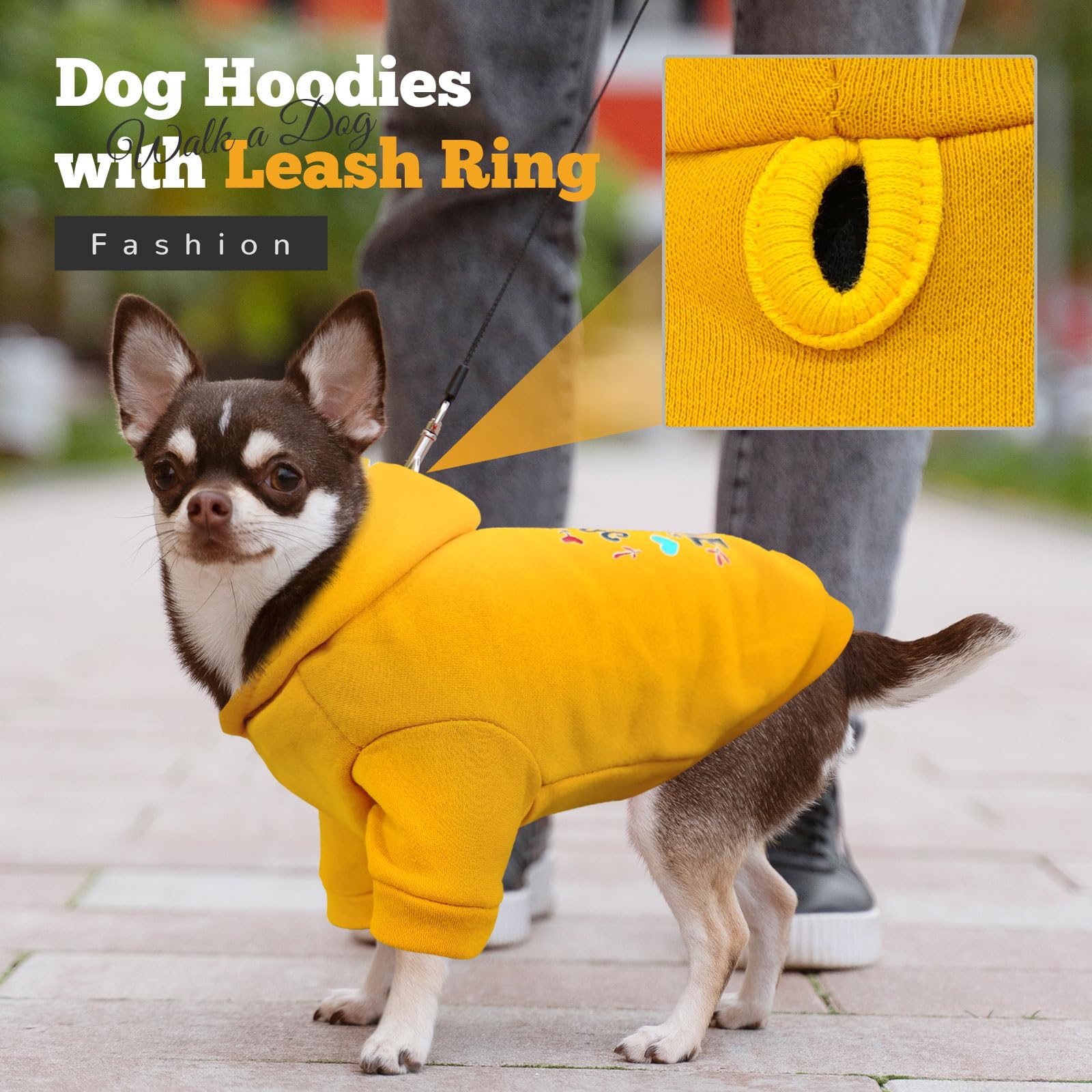 ABRRLO small dog hoodie yellow back view showing full coverage