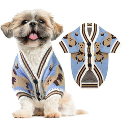 ABRRLO bear-pattern sweater front view keeps small dogs warm on cold walks