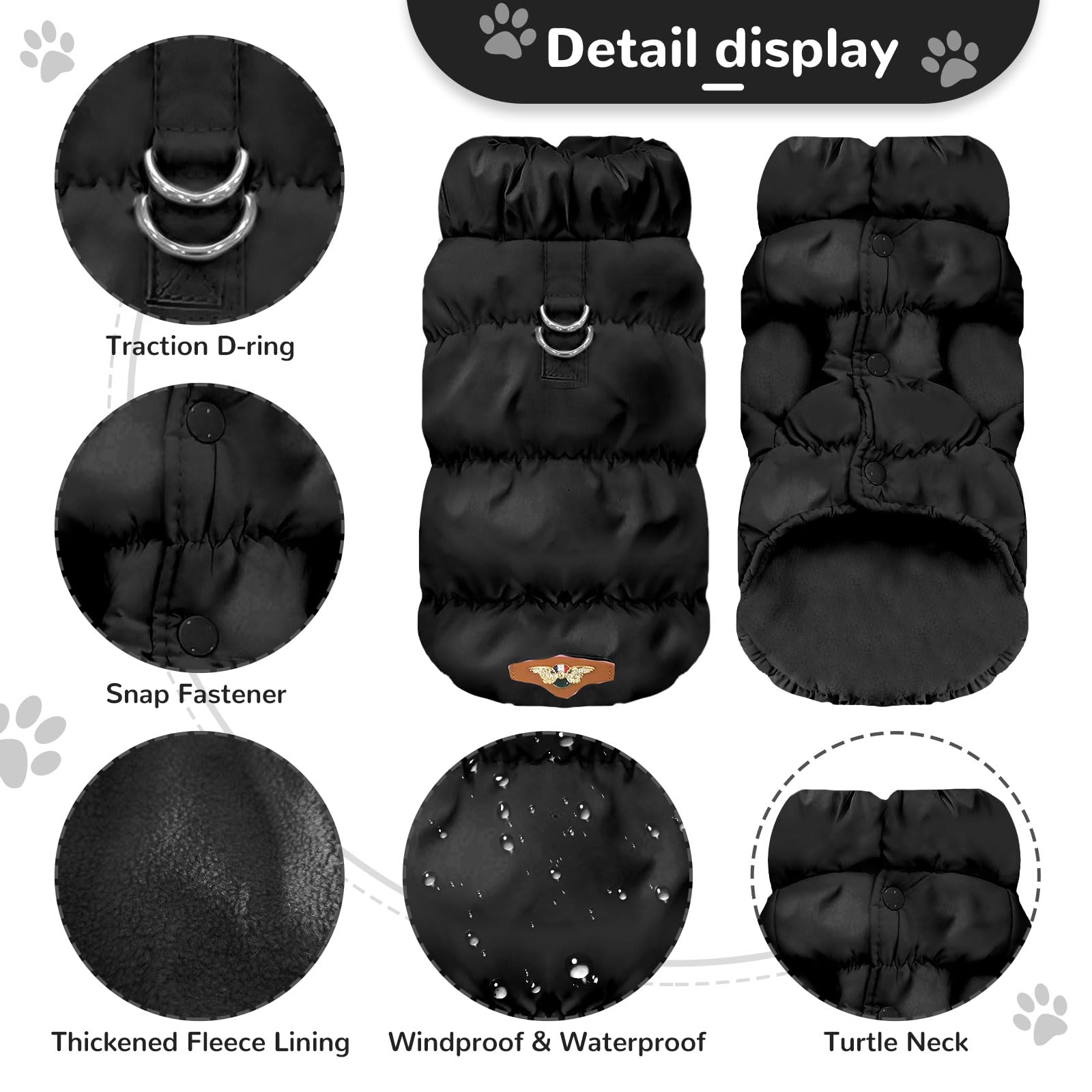ABRRLO waterproof windproof outer shell keeps your pet dry and comfortable in wet weather