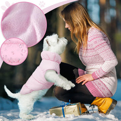 ABRRLO Winter Warm Dog Jacket pink XL harness-ring detail enables secure outings without extra harness