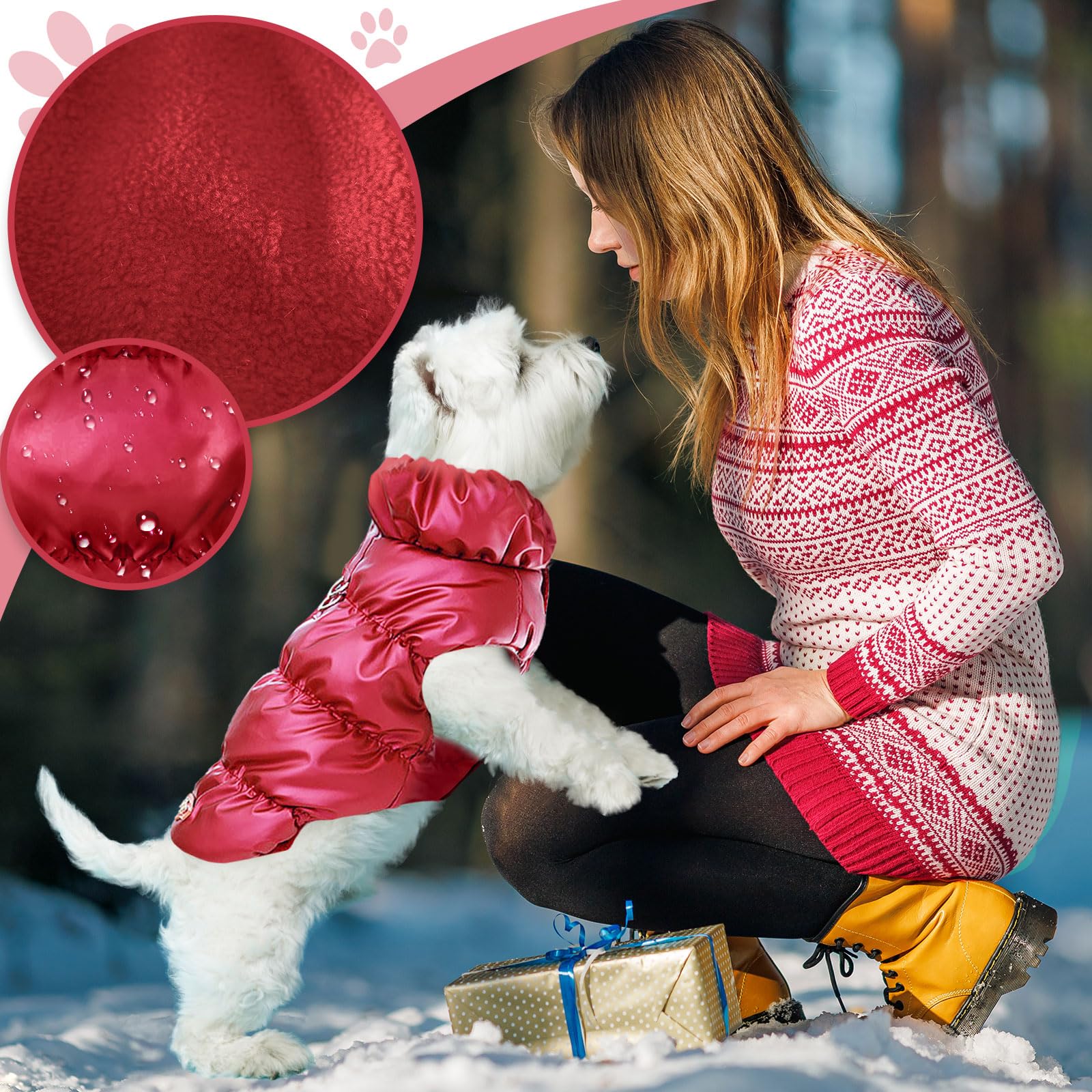 ABRRLO dog jacket waterproof outer protects against rain and wind.