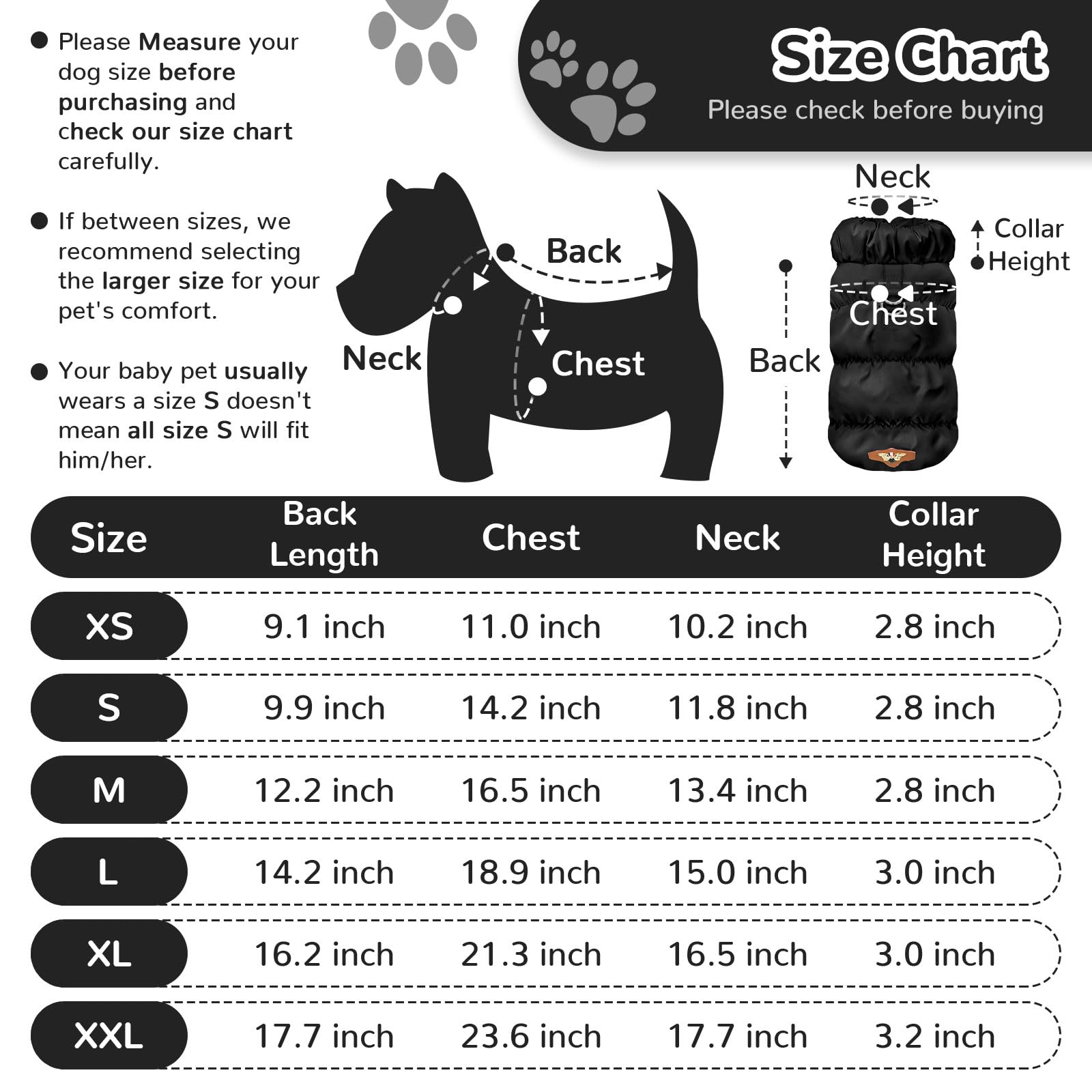 ABRRLO winter warm dog jacket windproof outer layer blocks cold wind