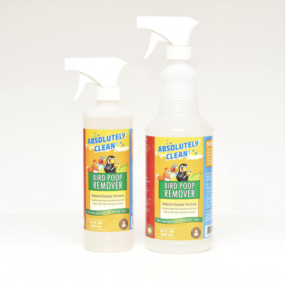 Absolutely Clean Bird Poop Remover on outdoor patio furniture cleaning tough spots.