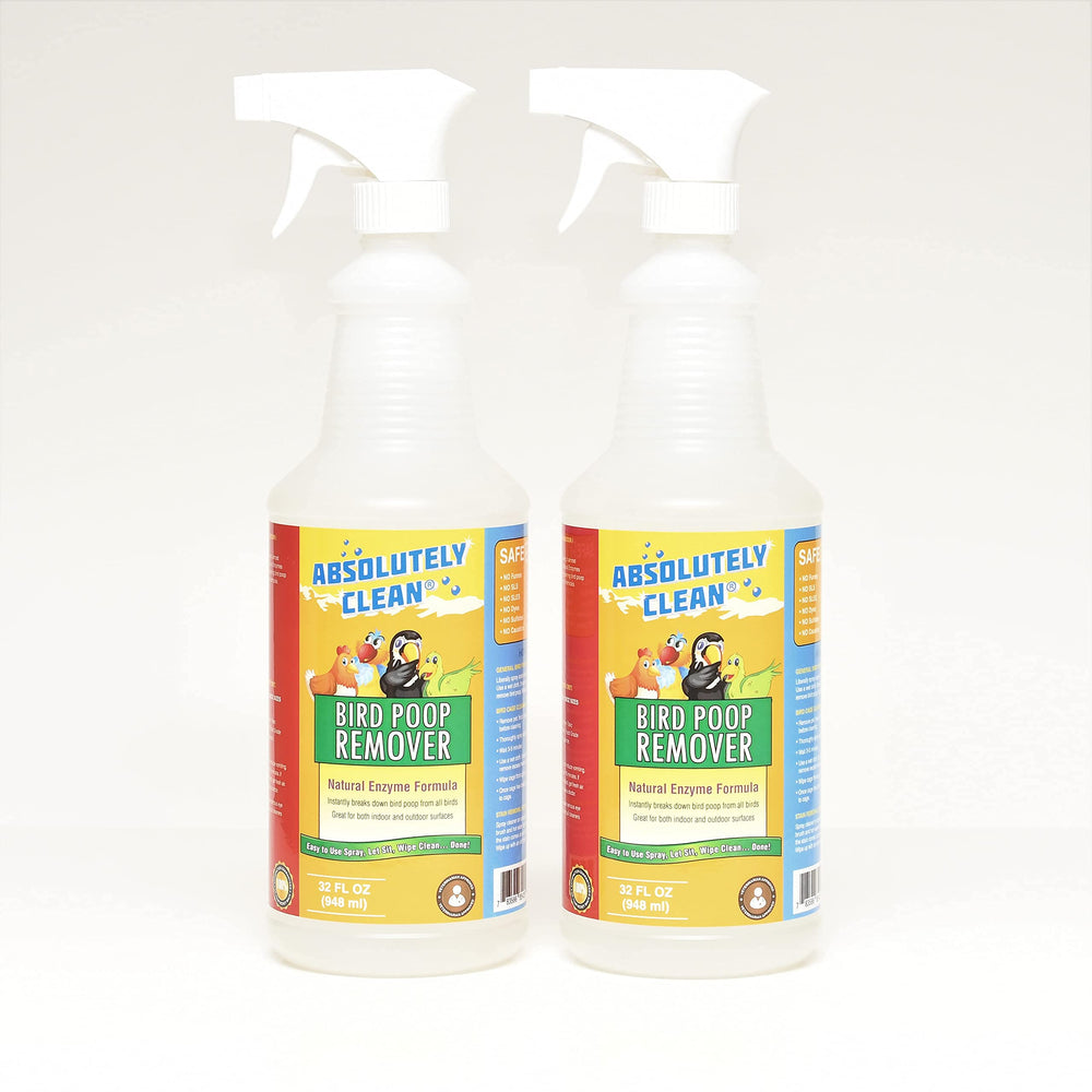 Absolutely Clean Bird Poop Remover spray bottle ready for fast, no-streak cleanup.