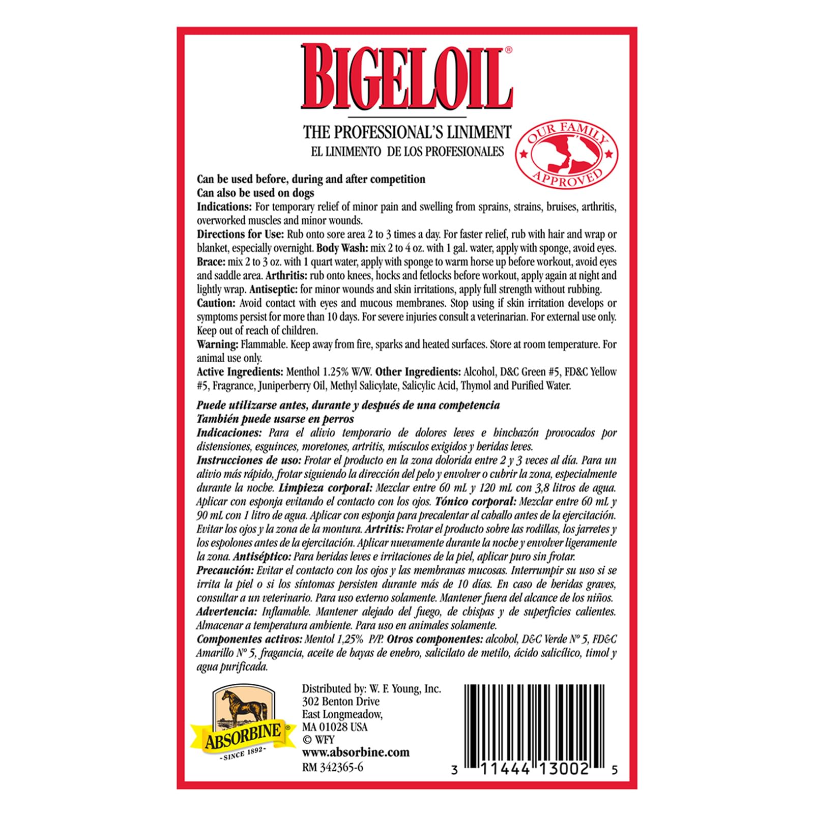 Absorbine Bigeloil Liniment on a horse neck after strenuous activity promotes comfortable recovery.