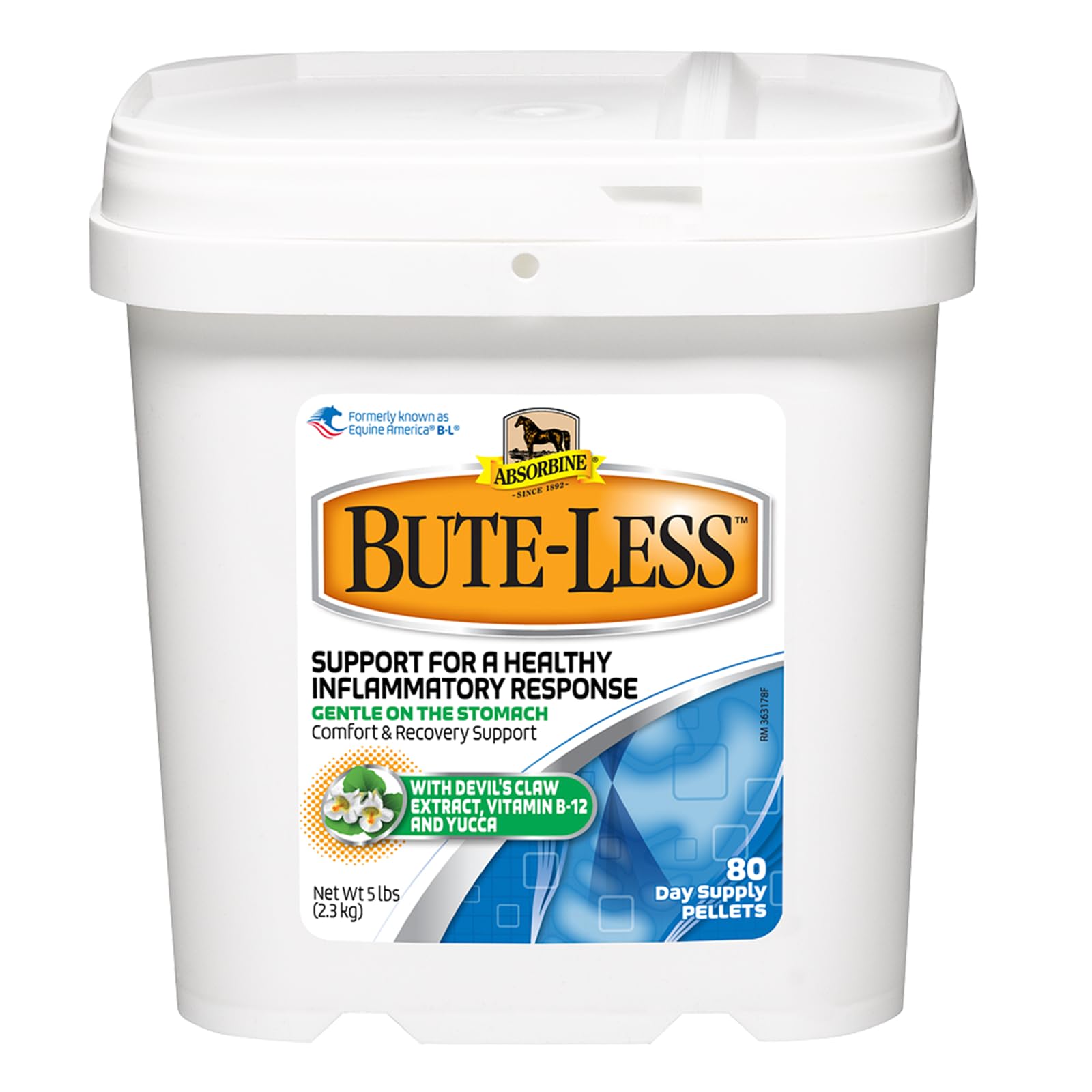 Absorbine Bute-Less pellets bottle for easy dosing and comfort support.