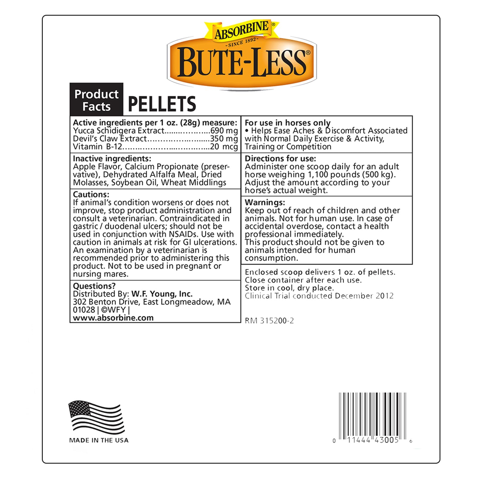 Absorbine Bute-Less pellets close-up showing palatable texture for easy feeding