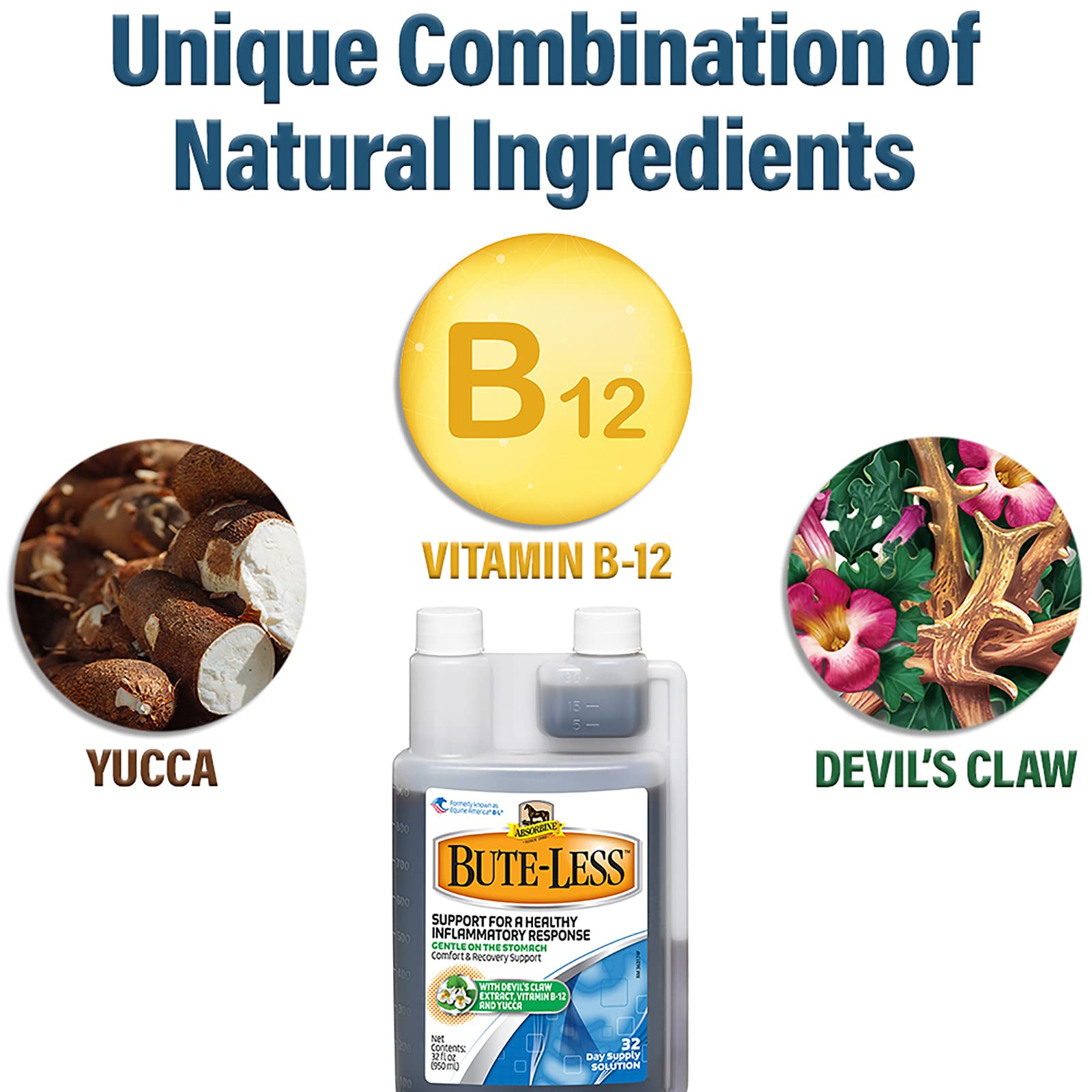 Absorbine Bute-Less pouring dosage demonstrates easy daily use.