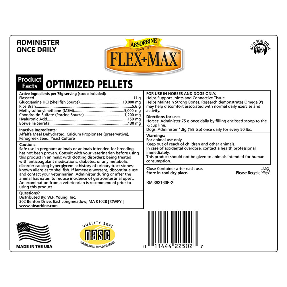 Absorbine Flex+Max made-in-usa badge signals quality and trusted manufacturing.