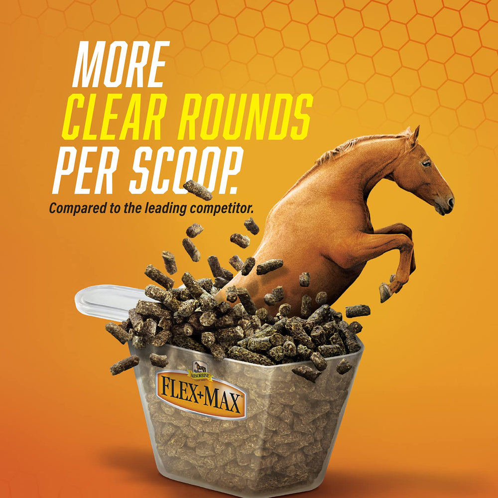 Absorbine Flex+Max pellets chondroitin-ha emphasizes cartilage health and lubrication benefits.