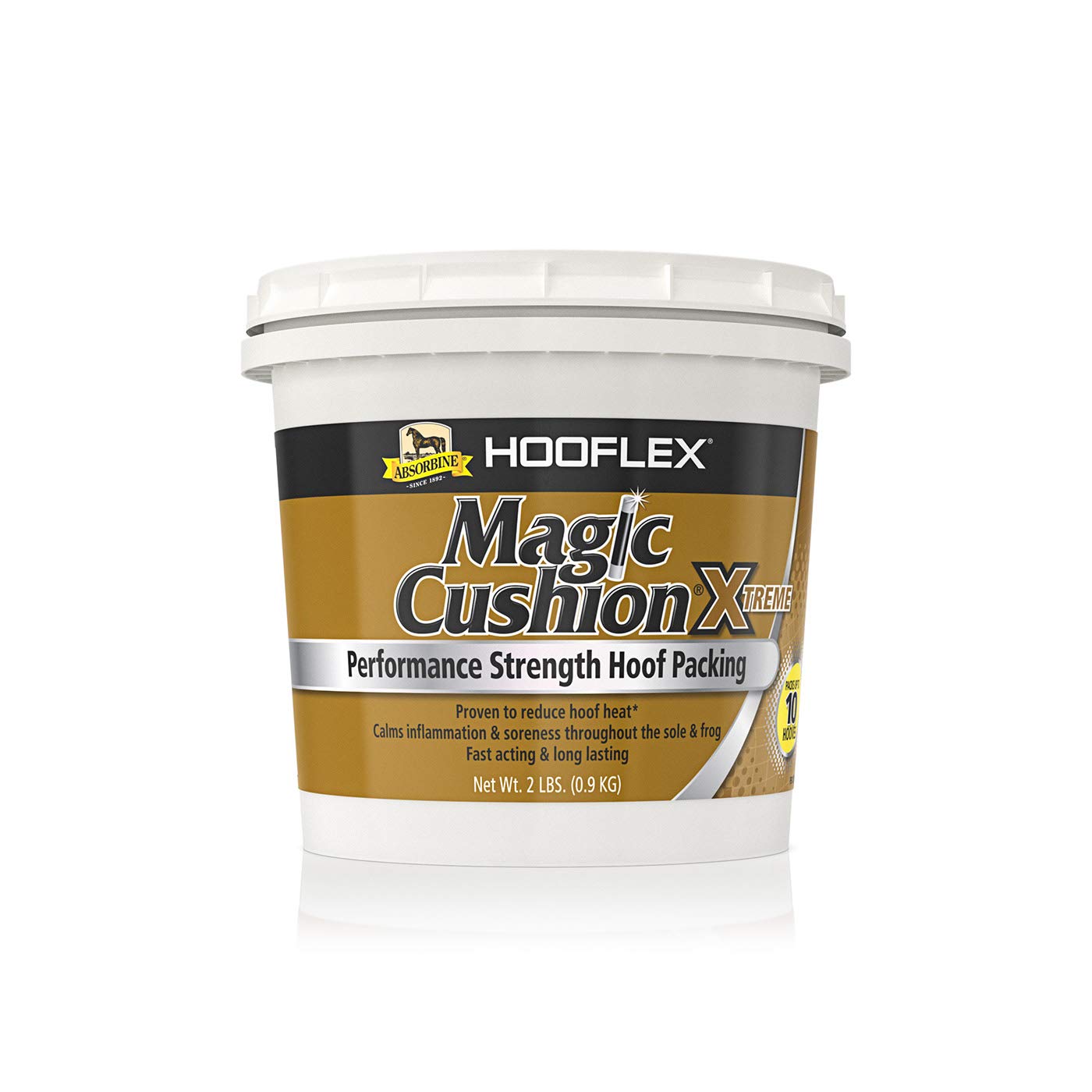 Absorbine Hooflex Magic Cushion Xtreme 2lb tub for fast hoof relief.