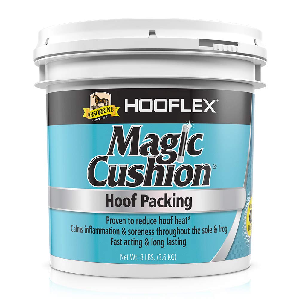 Absorbine Hooflex Magic Cushion tub closeup showing packaging for hoof relief