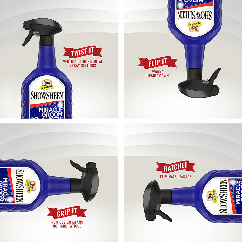 Absorbine ShowSheen Miracle Groom close-up demonstrates stain removal and color brightening