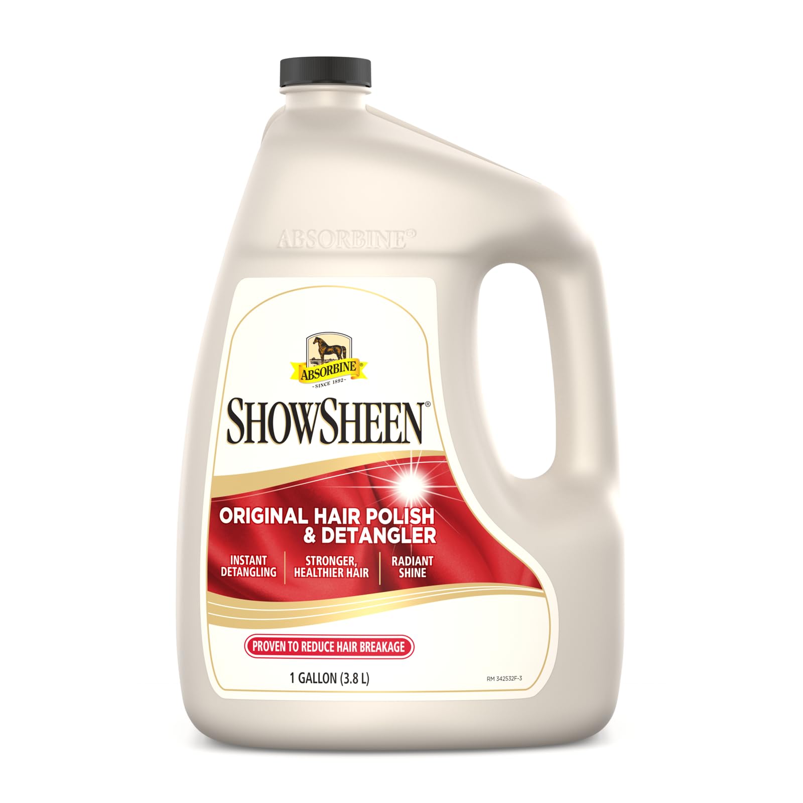 Absorbine ShowSheen refill jug front showing large bottle for detangling and shine benefits