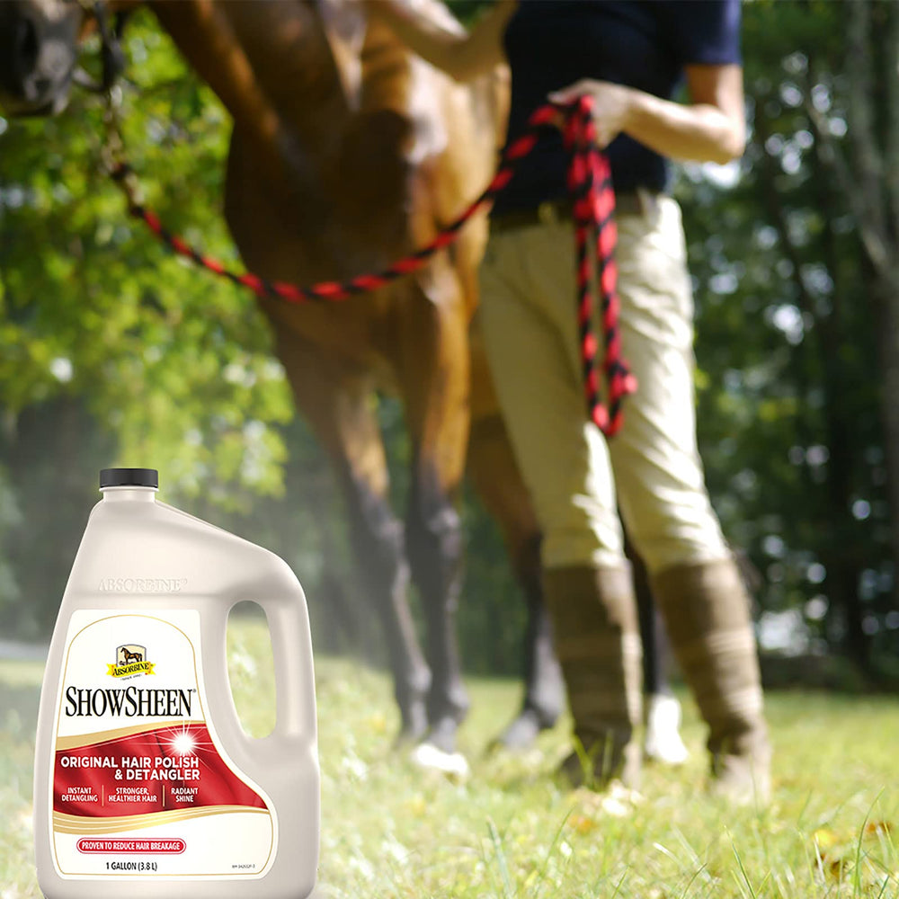 Absorbine ShowSheen silk-pro-vitamin nourishment closeup suggests strengthened manes