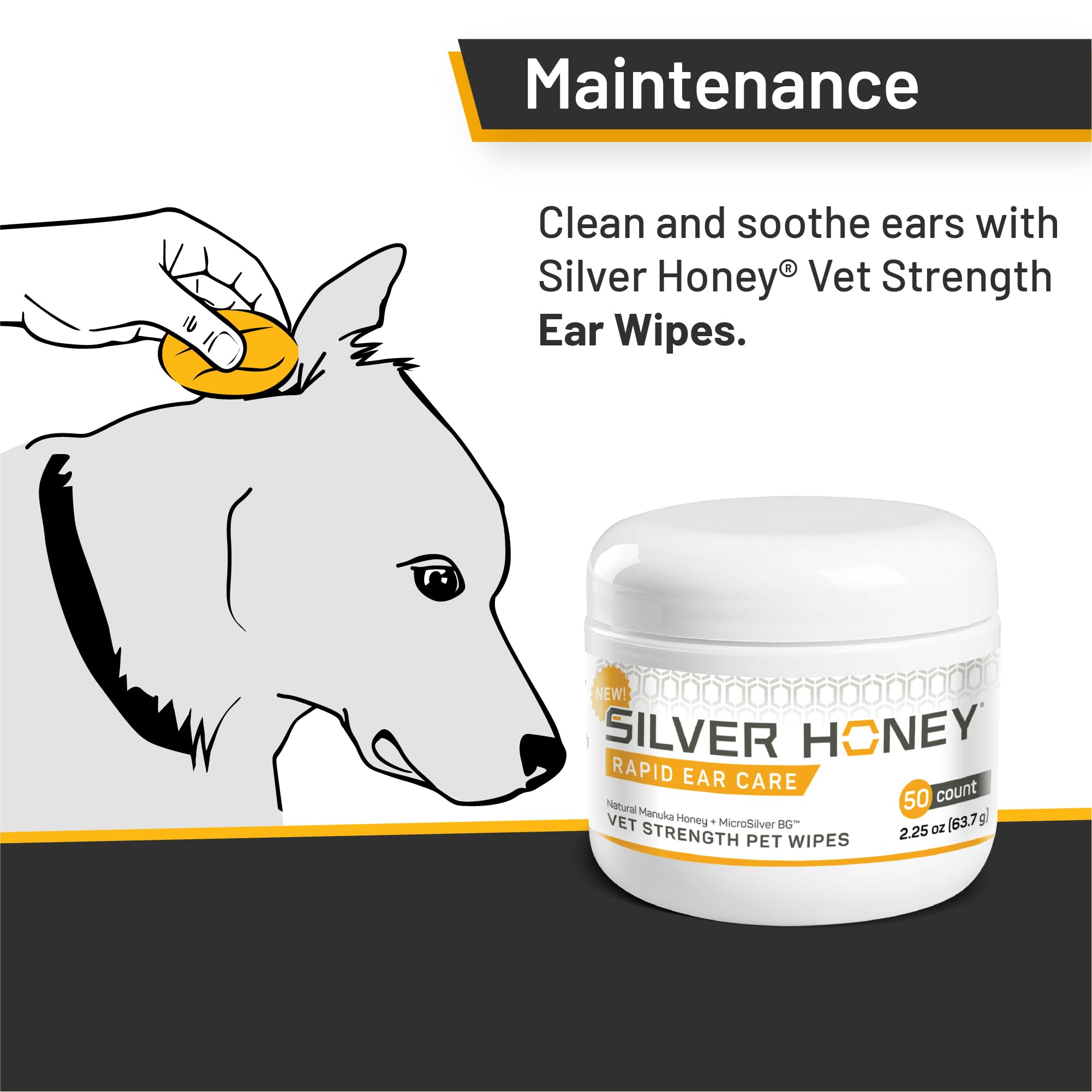 Absorbine Silver Honey MicroSilver BG close-up highlighting clean ear surfaces.