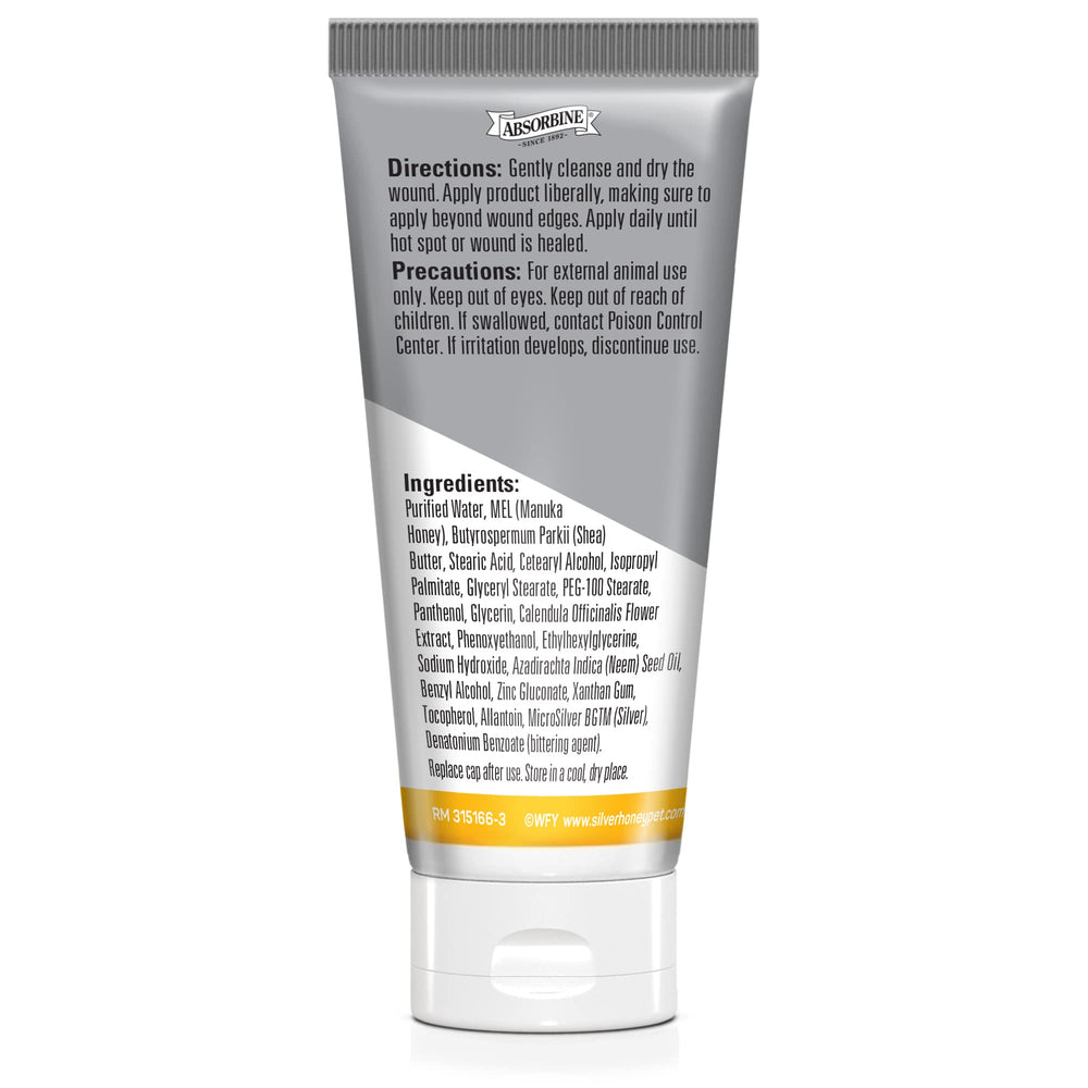 Absorbine Silver Honey ointment-dog application showing quick, gentle care