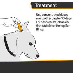 Absorbine Silver Honey Rapid Ear Care drops on glass for at-home ear care.