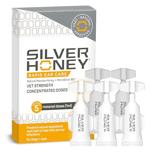 Absorbine Silver Honey packaging shows 5-dose kit for per-ear treatment.