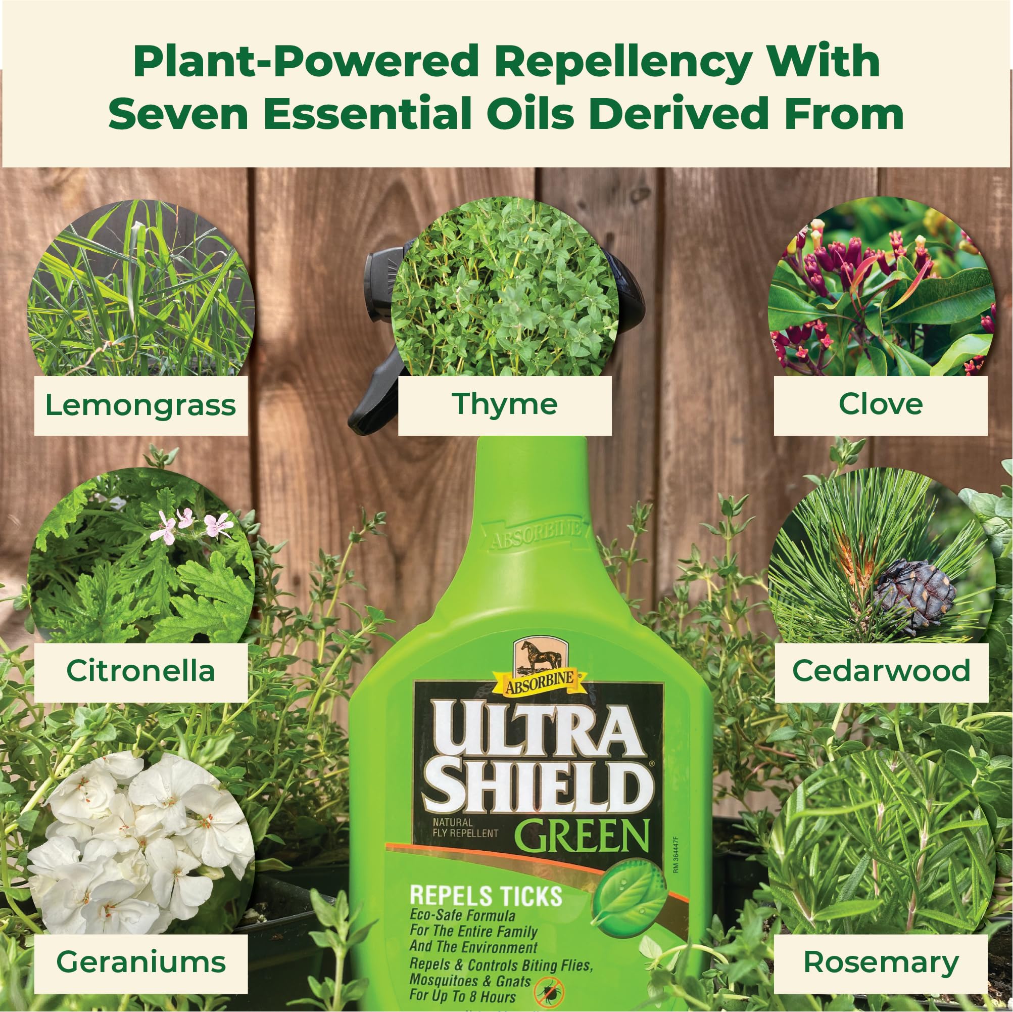 Absorbine UltraShield Green horse application on coat to deter biting flies.
