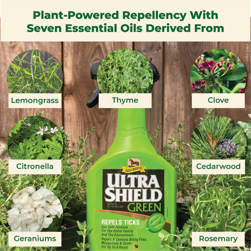 Absorbine UltraShield Green horse application on coat to deter biting flies.
