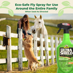 Absorbine UltraShield Green label design highlighting usage and safety for pets.