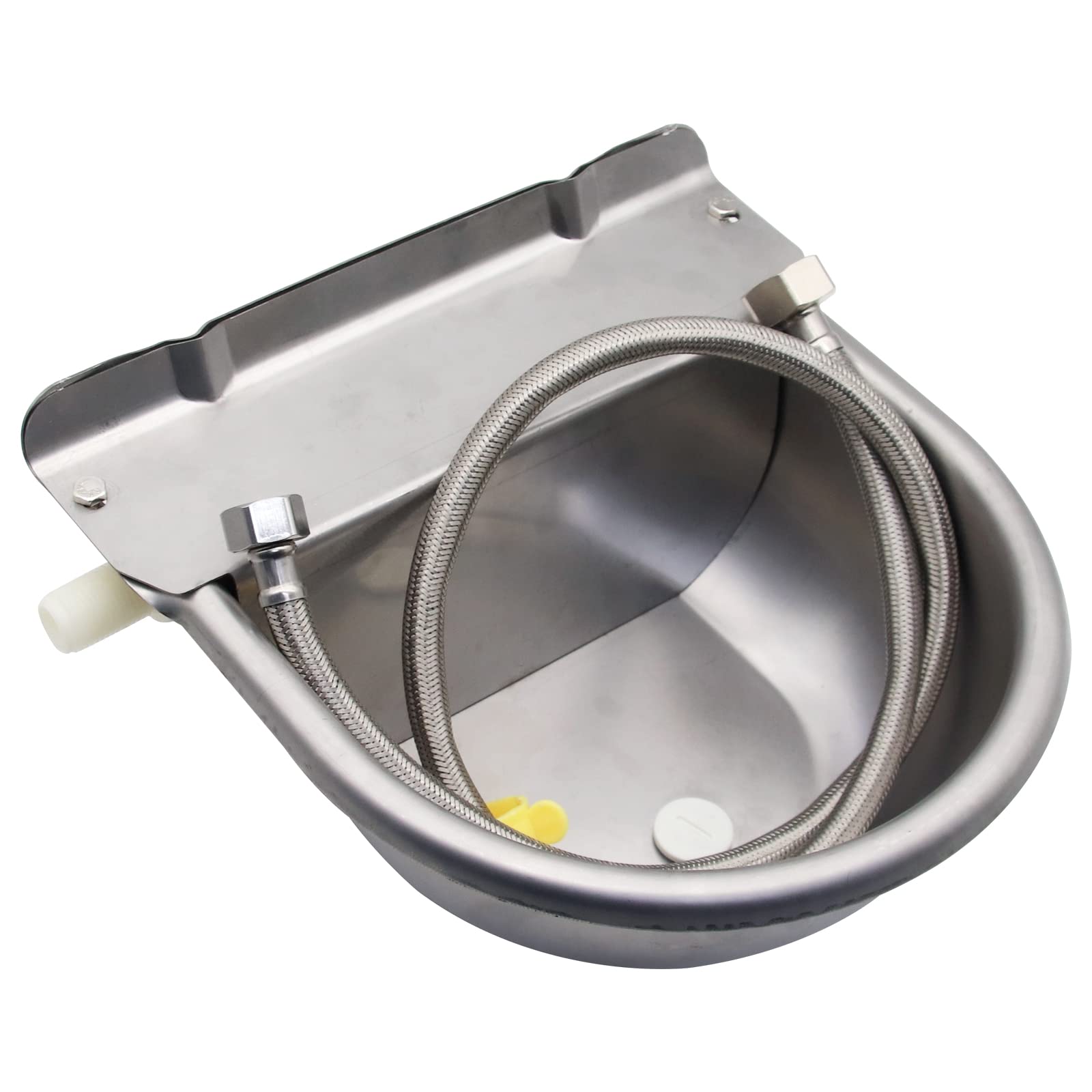 Abustle pig waterer in farm setting with horses, dogs, pigs