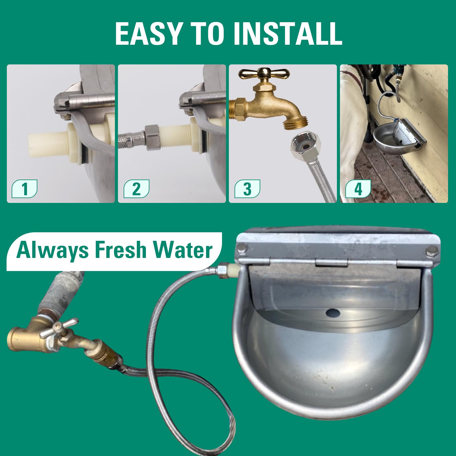 Abustle pig waterer installed in courtyard or farm setting