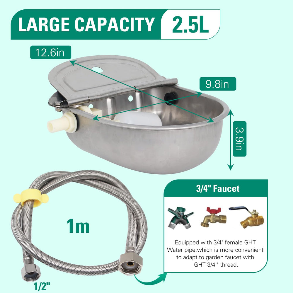 Abustle pig waterer side view highlights float valve efficiency for steady water levels