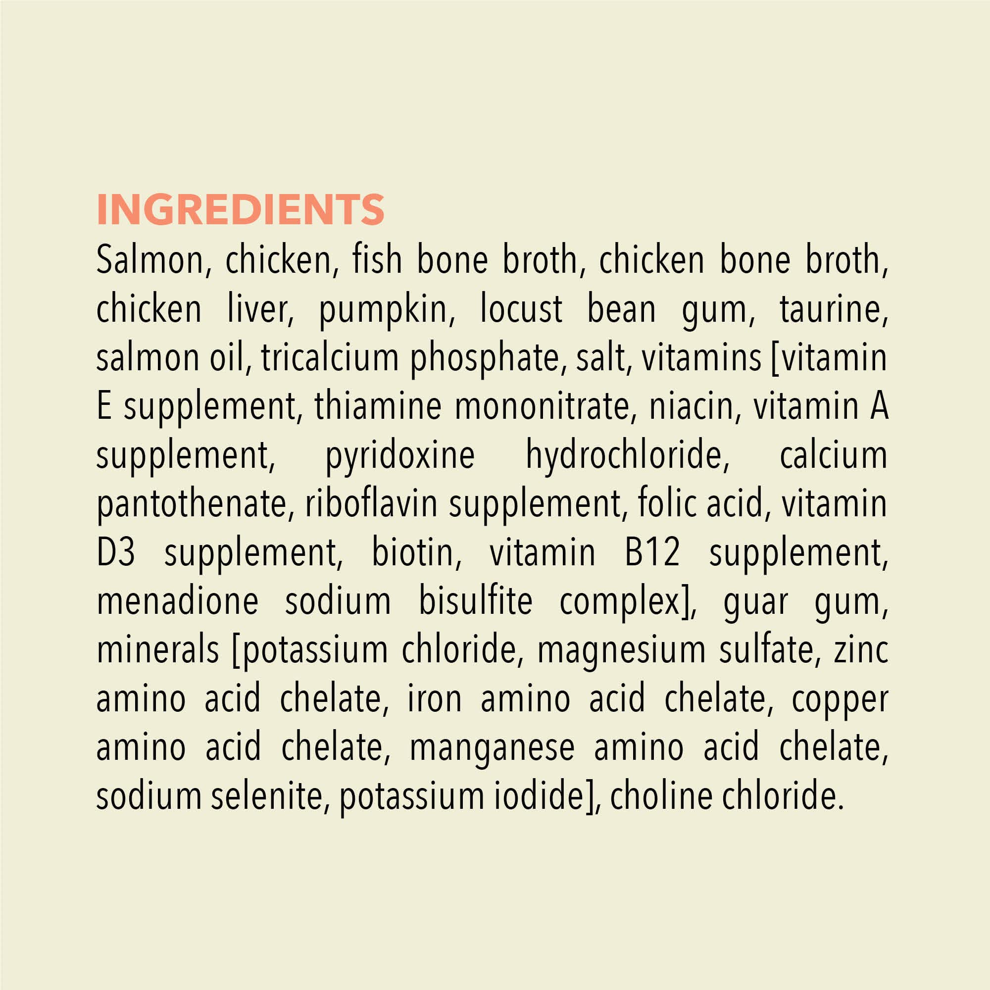 ACANA Premium Pate ingredient list image communicates chicken liver and bone broth benefits
