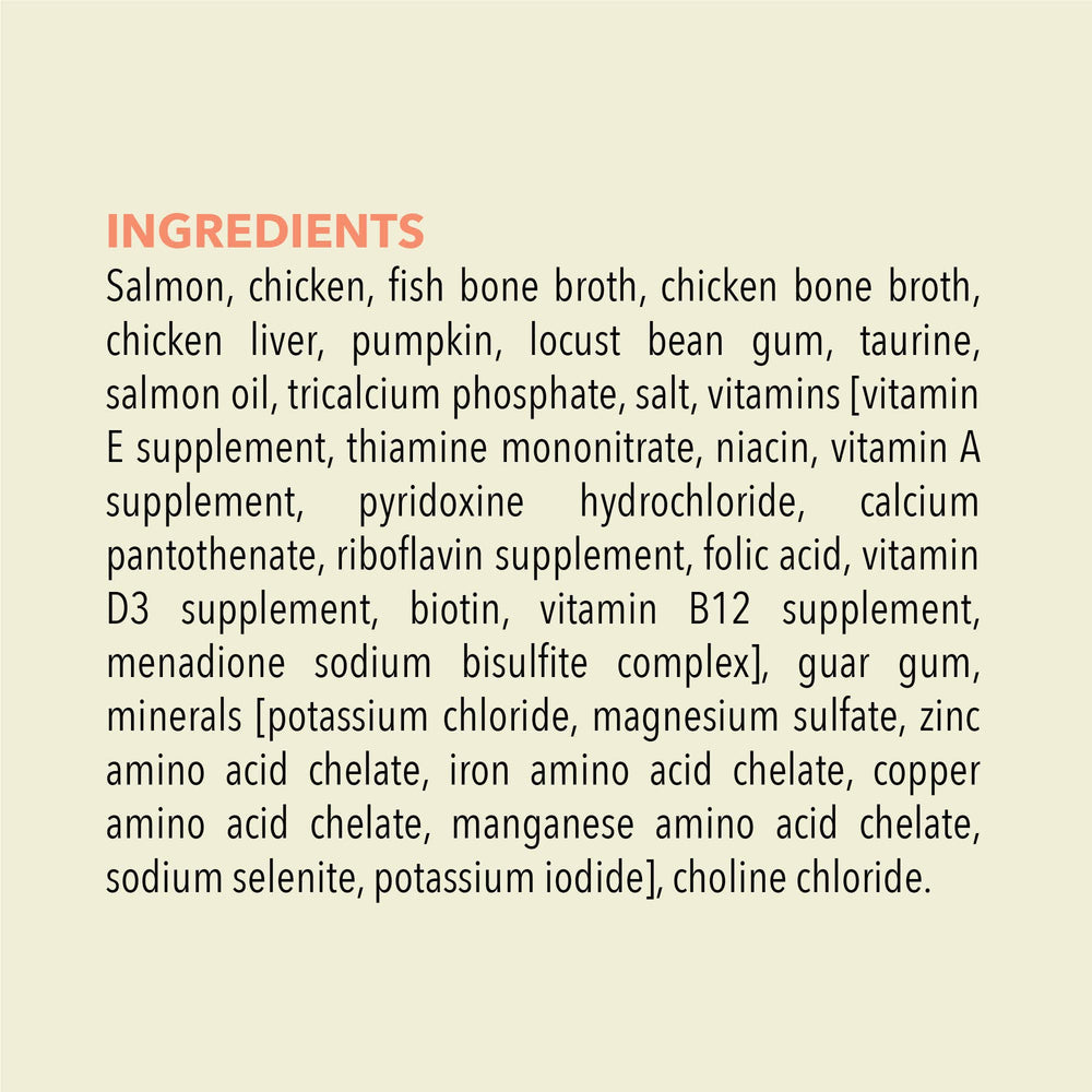 ACANA Premium Pate ingredient list image communicates chicken liver and bone broth benefits