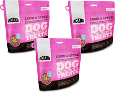 ACANA Singles Lamb and Apple dog treats bag—protein-rich reward for training.