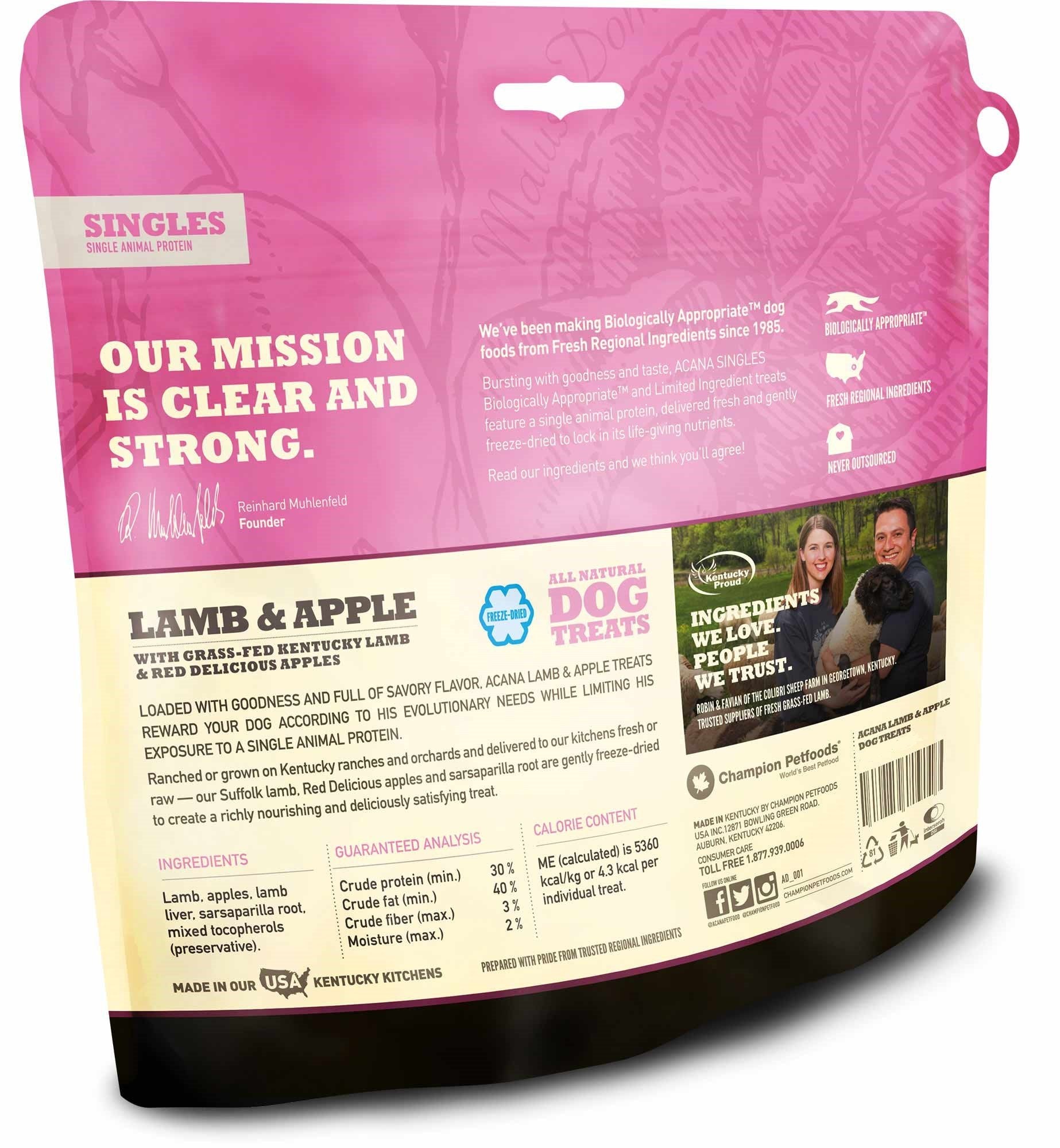 ACANA Singles Lamb and Apple close-up—freeze-dried, low-calorie treat for tasty rewards.
