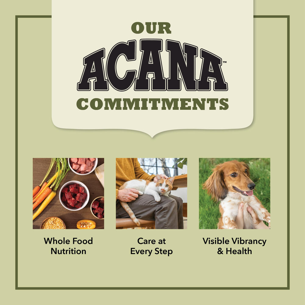 ACANA Singles grain-free treats beside a paw, suggesting daily rewarding use.