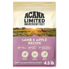 ACANA Singles Lamb and Apple Recipe bag front shows grain-free nutrition dogs enjoy