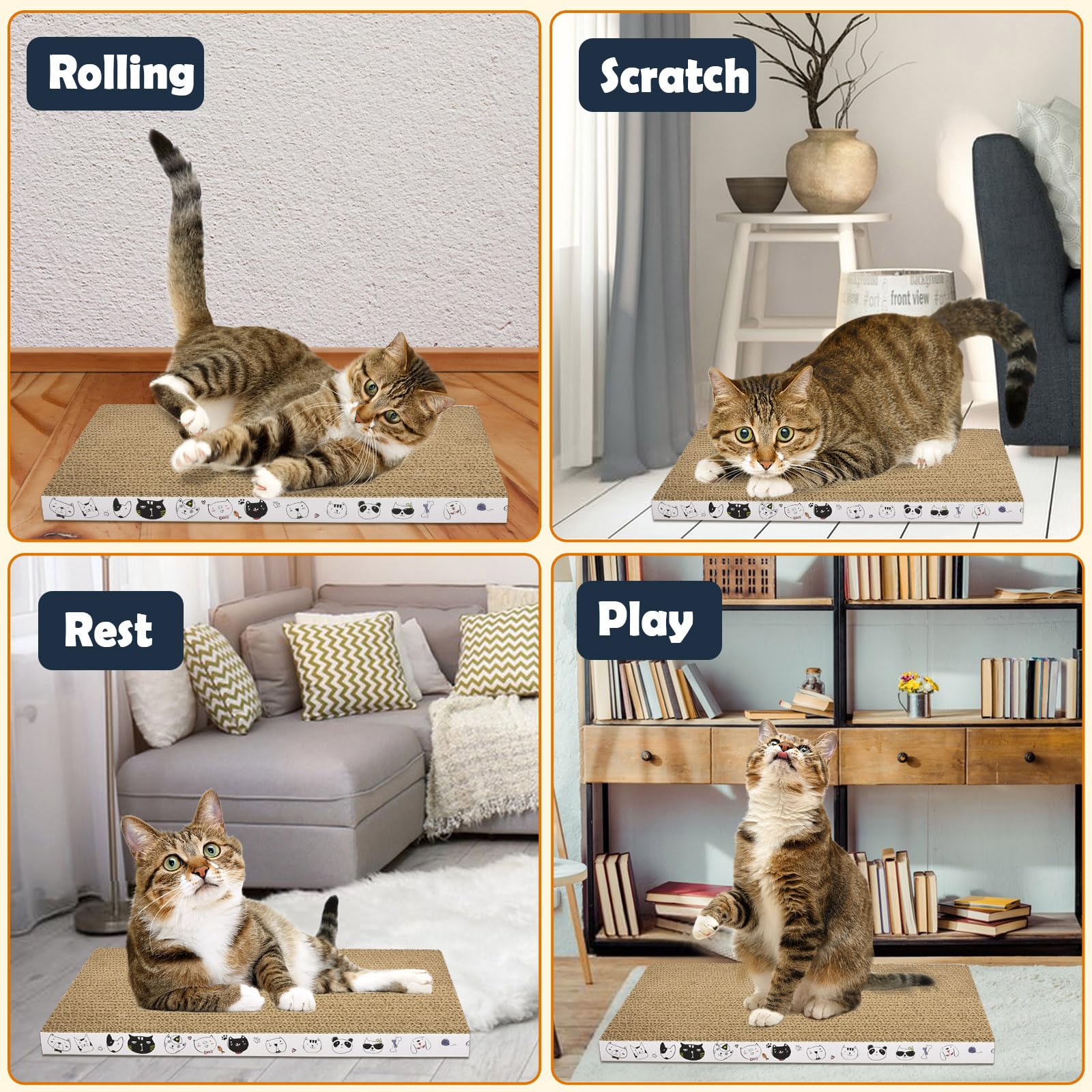AccEncyc indoor-use scratch pad doubles as a cozy lounging spot.