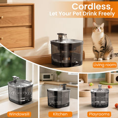Accokids cat water fountain detachable-tank highlights safer design separating pump from water