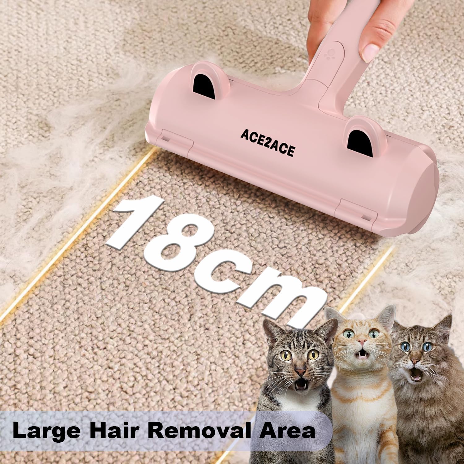 ACE2ACE built-in hair receptacle captures fur for simple disposal
