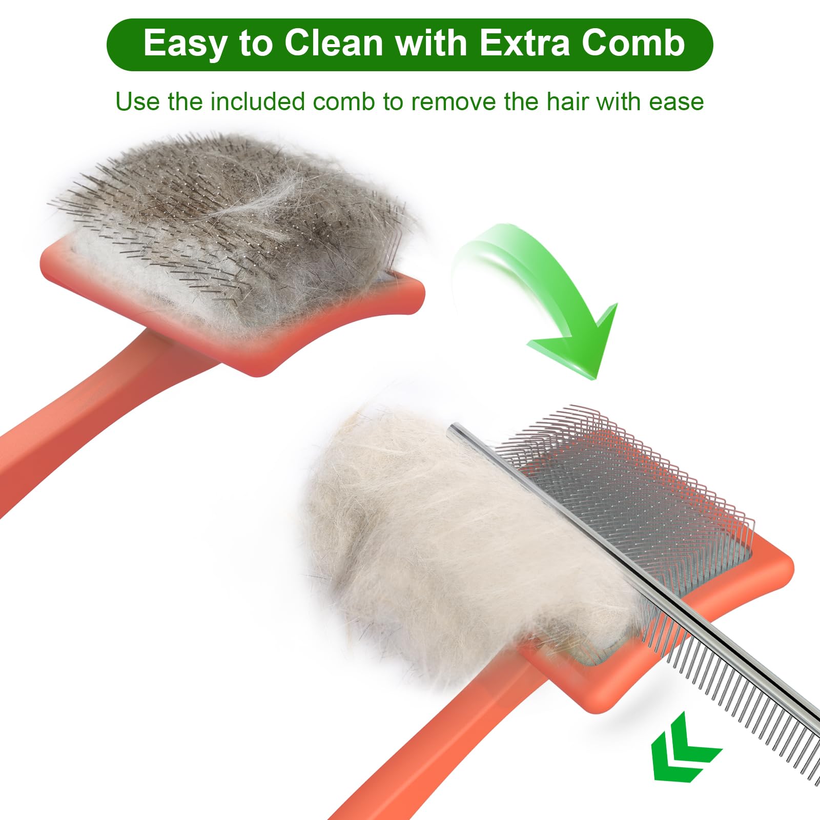 ACE2ACE detangling action removes leaves and debris from thick coats