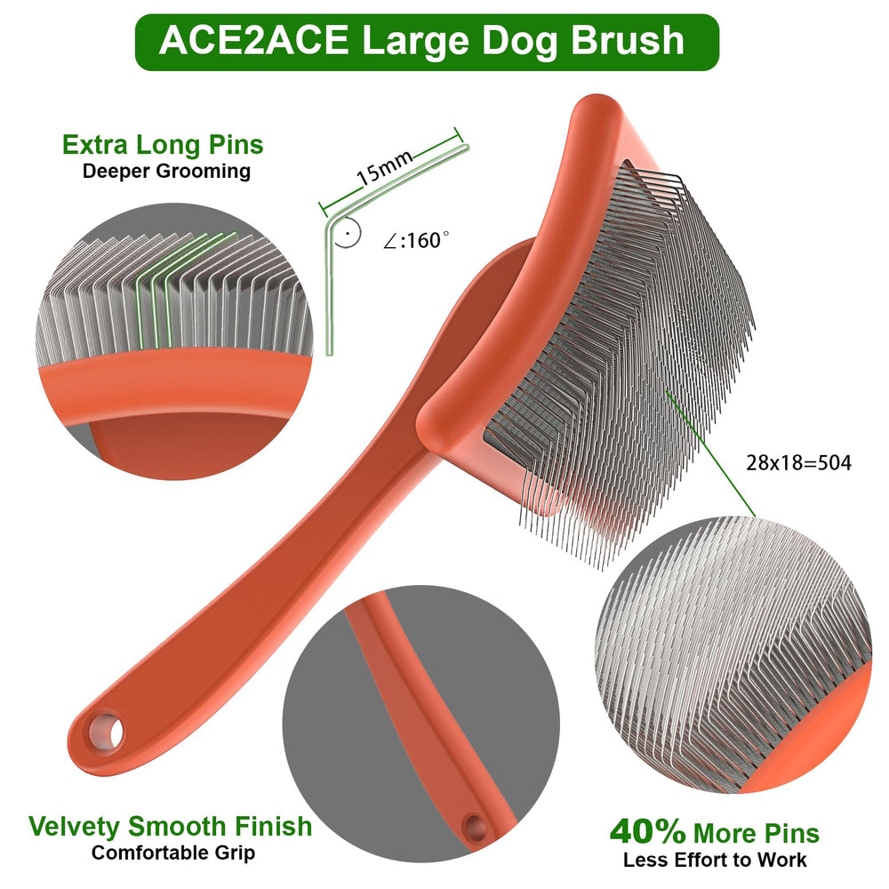 ACE2ACE long-pin bristles penetrating thick coats to reduce mats