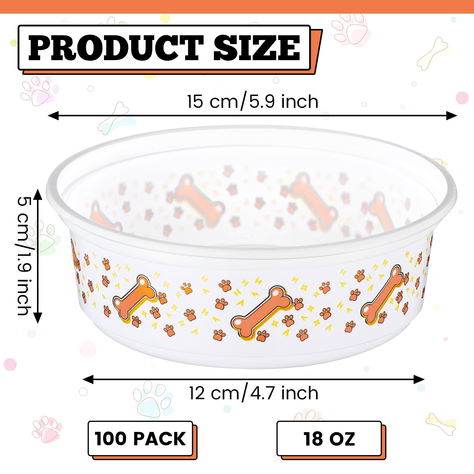 Acellegic 18-ounce disposable bowl in multicolor design for pets